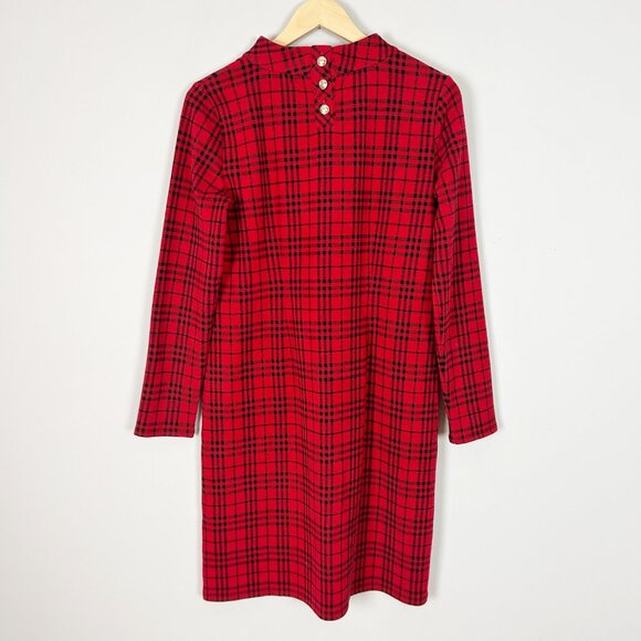 Talbots Sweater Dress Red & Black Plaid Holiday Classic Fall Size Small Women's - Picture 3 of 4